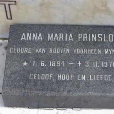 PRINSLOO Anna Maria, formerly MYNHARDT, nee VAN ROOYEN 1894-1976