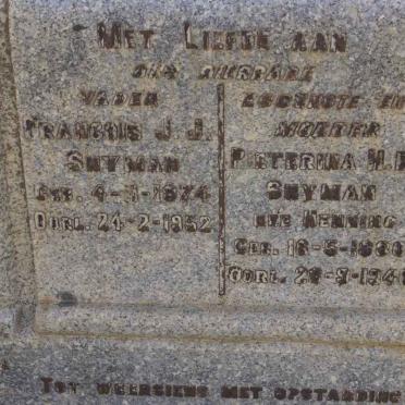 SNYMAN Francois J.J. 1874-1952 &amp; Pieterina H.P. HENNING 1886-1946