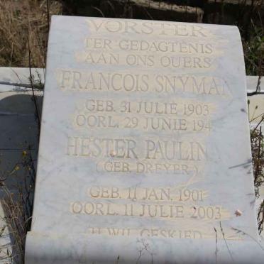SNYMAN Francois 1903-1947 &amp; Hester Paulina DREYER 1901-2003