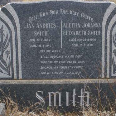 SMITH Jan Andries 1862-1947 &amp; Aletta Johanna Elizabeth SMITH 1870-1948