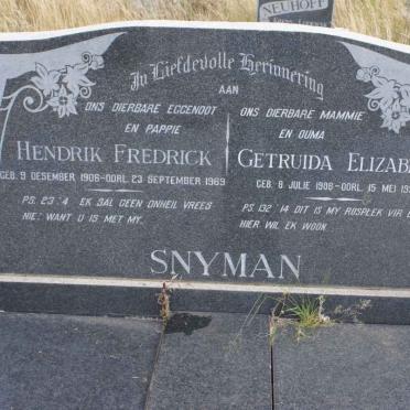 SNYMAN Hendrik Fredrick 1906-1969 &amp; Getruida Elizabeth 1908-1994
