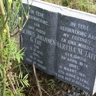 TAIT Jacobus Johannes G. 1875-1956 &amp; Martha M. SMITH 1874-1941