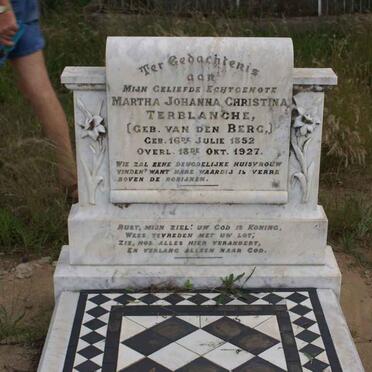 TERBLANCHE Martha Johanna Christina nee VAN DEN BERG 1852-1927
