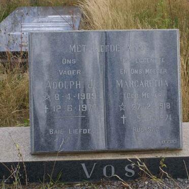 VOS Adolph J. 1909-1977 &amp; Margaretha MEYER 1918-1971
