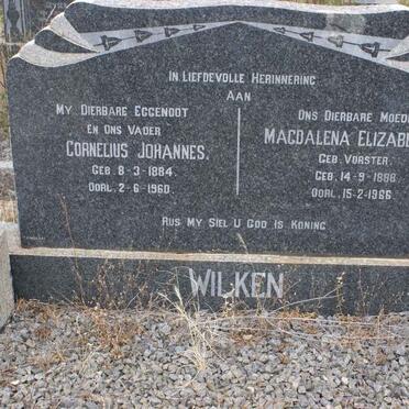 WILKEN Cornelius Johannes 1884-1960 &amp; Magdalena Elizabeth VORSTER 1888-1966