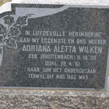 WILKEN Adriana Aletta nee BREITENBACH 1930-1961