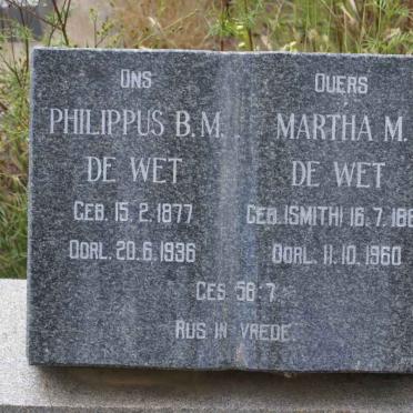 WET Philippus, de 1877-1936 &amp; Martha M. SMITH 1882-1960