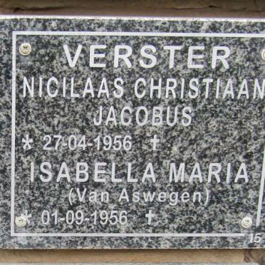 VERSTER Nicilaas Christiaan Jacobus 1956- &amp; Isabella Maria VAN ASWEGEN 1956-