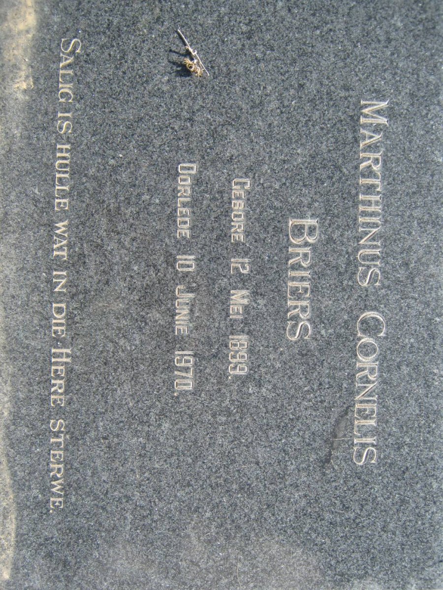 BRIERS Marthinus Cornelis 1899-1970
