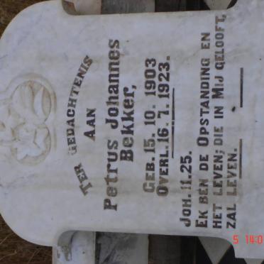 BEKKER Petrus Johannes 1903-1923