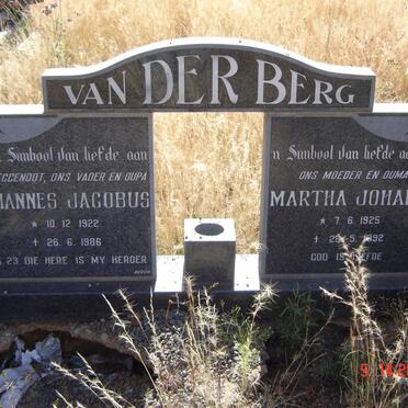 BERG Johannes Jacobus, van der 1922-1986 &amp; Martha Johanna 1925-1992