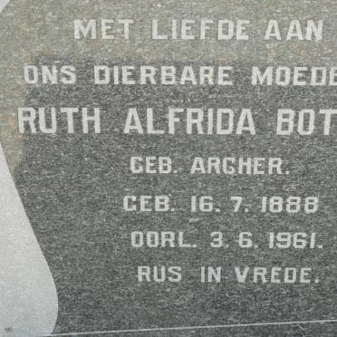 BOTHA Rudolph Phillippus 1881-1948 &amp; Ruth Alfrida ARCHER 1888-1961