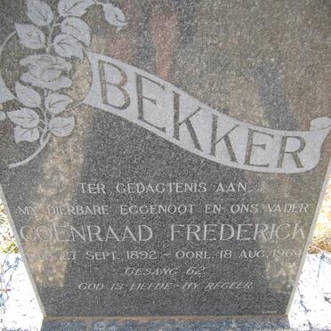 BEKKER Coenraad Frederick 1892-1964 &amp; Hester Emmerensie du PLESSIS 1898-1956 
