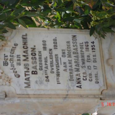BASSON Matijs Machiel 1860-1920 &amp; Anna Maria SWANEPOEL 1865-1954