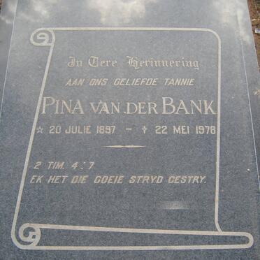 BANK Pina, van der 1897-1978