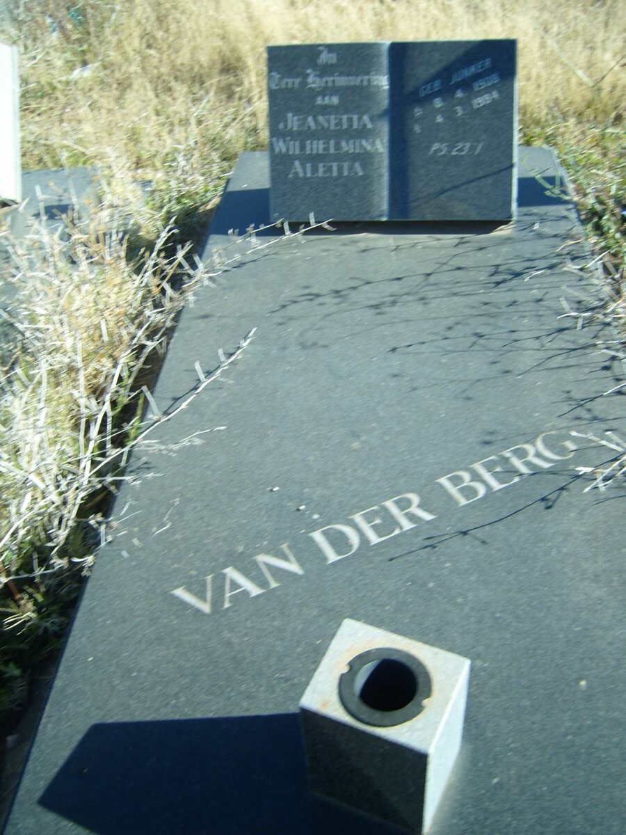 BERG Jeanetta Wilhelmina Aletta, van der ?-?