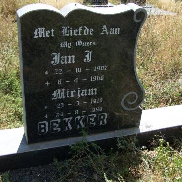 BEKKER Jan J. 1907-1969 &amp; Miriam 1918-1999