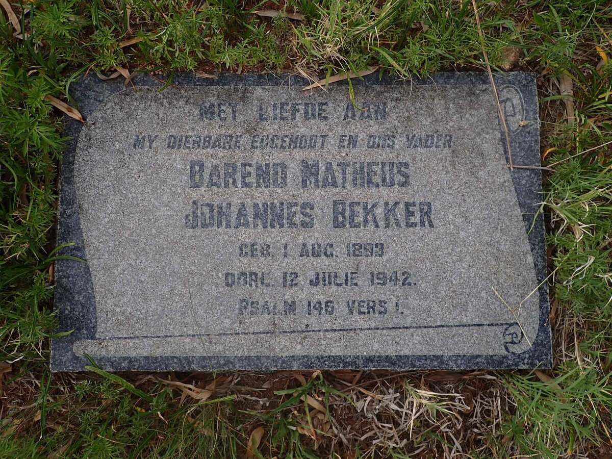 BEKKER Barend Matheus Johannes 1893-1942