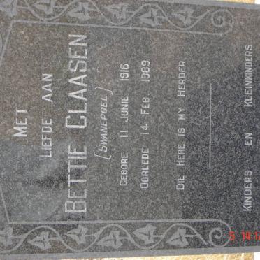 CLAASEN Bettie nee SWANEPOEL 1916-1989