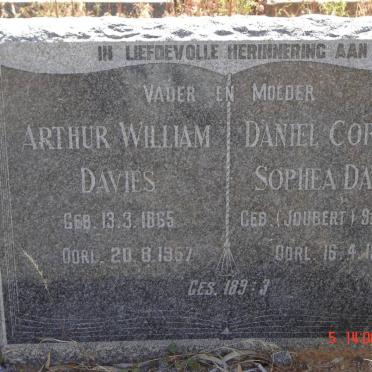 DAVIES Arthur William 1865-1957 &amp; Daniel Cornelia Sophea JOUBERT 1864-1941