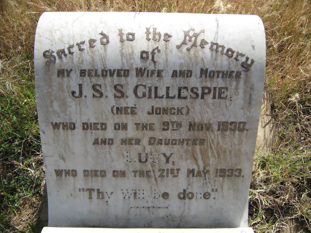 GILLESPIE J.S.S. nee JONK -1930 :: GILLESPIE Lucy -1933