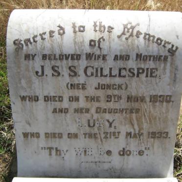 GILLESPIE J.S.S. nee JONK -1930 :: GILLESPIE Lucy -1933