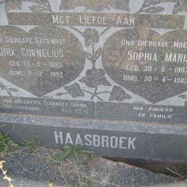 HAASBROEK Dirk Cornelius 1892-1952 &amp; Sophia Maria 1907-1983