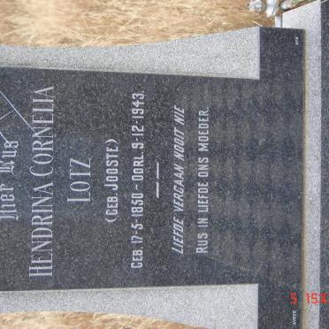 LOTZ Hendrina Cornelia nee JOOSTE 1850-1943