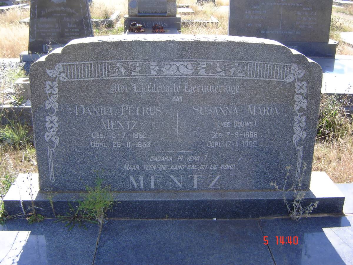 MENTZ Daniel Petrus 1892-1953 &amp; Susanna Maria GOUWS 1898-1969