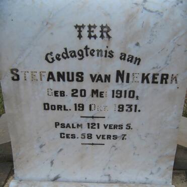 NIEKERK Stephanus, van 1910-1931