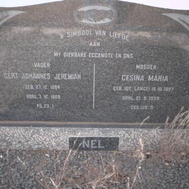 NEL Gert Johannes Jeremiah 1884-1969 &amp; Gesina Maria de LANGE 1897-1958 