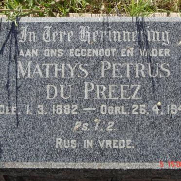 PREEZ Mathys Petrus, du 1882-1948 &amp; Magdalena M. 1887-1964