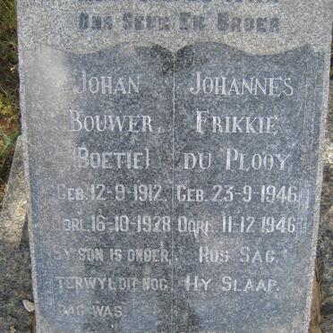 BOUWER Johan 1912-1928 :: du PLOOY Johannes Frikkie 1946-1946