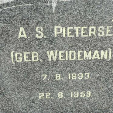PIETERSE A.S. nee WEIDEMAN 1893-1959