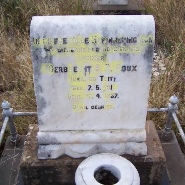 ROUX Gerbrecht S.R. nee du TOIT 1911-1937