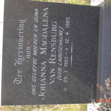 RENSBURG Johanna Magdalena, van nee LABUSCHAGNE 1903-1985