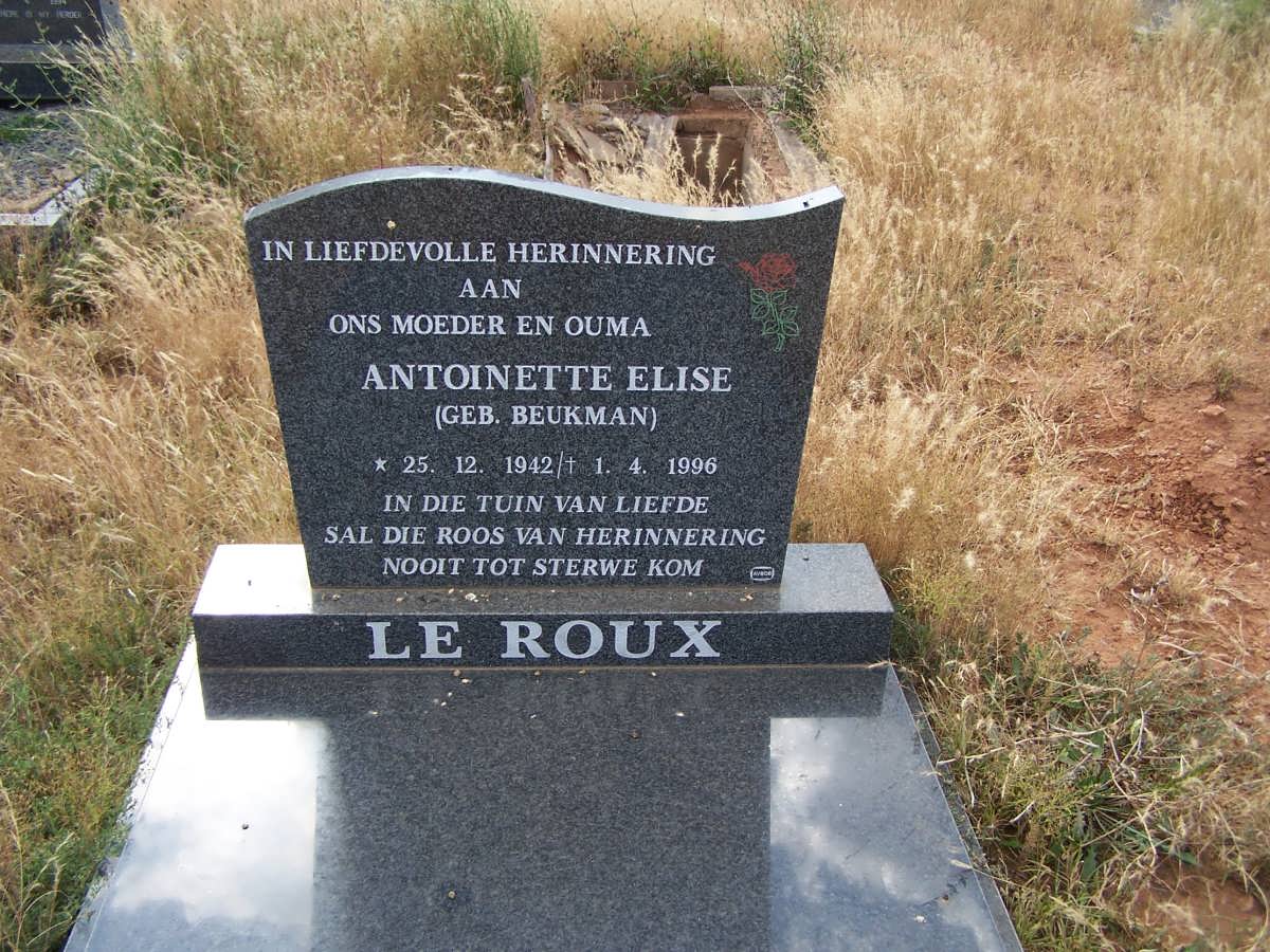 ROUX Antoinette Elise, le nee BEUKMAN 1942-1996