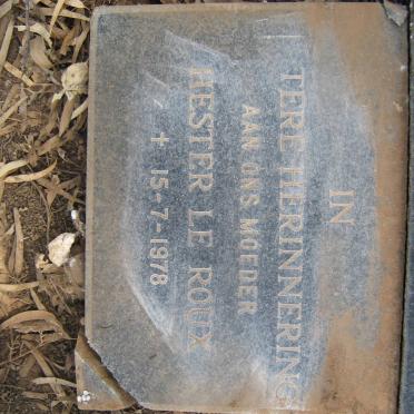 ROUX Hester, le -1978