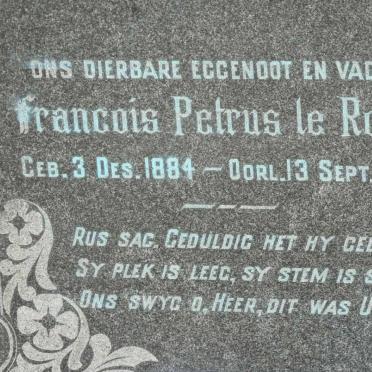 ROUX Francois Petrus, le 1884-1945 &amp; Engela Jacoba GOUWS 1885-1948