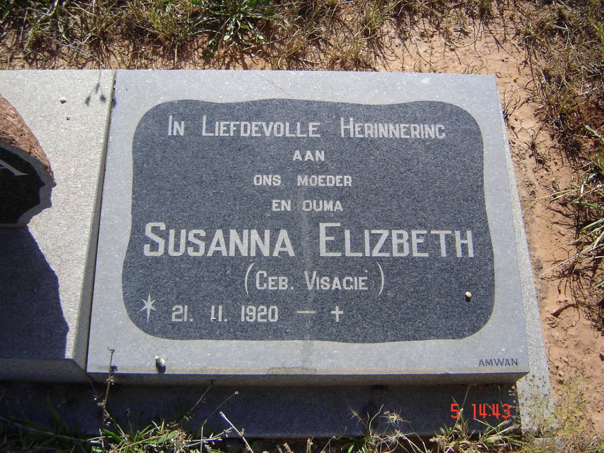 ROSA Susanna Elizbeth, de la nee VISAGIE 1920-