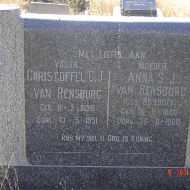 RENSBURG Christoffel C.J., van 1858-1951 &amp; Anna S.J. BOSHOFF 1880-1968