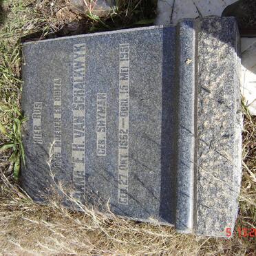 SCHALKWYK Anna E.H., van nee SNYMAN 1862-1951