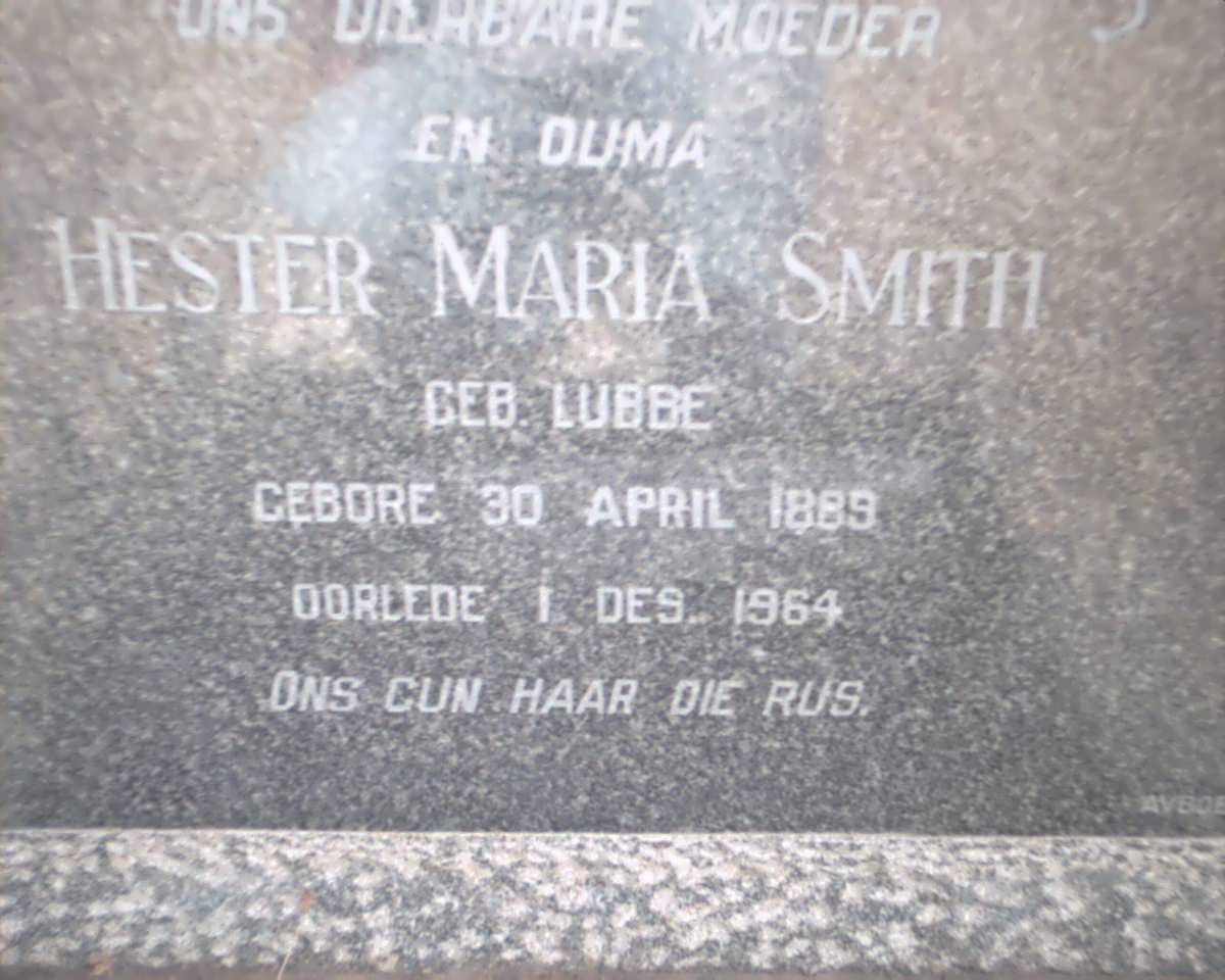 SMITH Hester Maria nee LUBBE 1889-1964