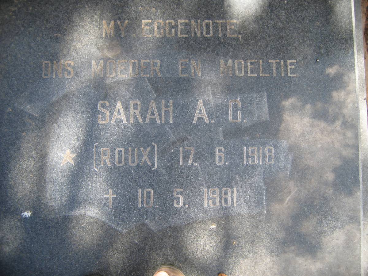 VISAGIE Sarah A.C. nee ROUX 1918-1981