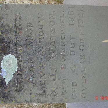 WATSON A.J. nee SWANEPOEL 1881-1921