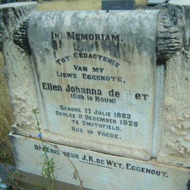 WET Ellen Johanna, de nee LE ROUX 1883-1926