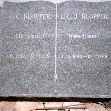 KLOPPER L.C.J. 1849-1929 &amp; C.C. KRUGER 1850-1912