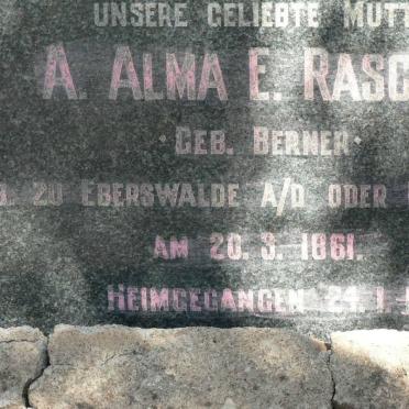 RASCHER A. Alma E. nee BERNER 1861-1943