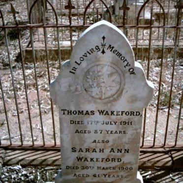 WAKEFORD Thomas -1911 &amp; Sarah Ann -1900