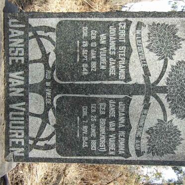 VUUREN Gerrit Stephanus Johannes, Janse van 1882-1948 &amp; Johanna Hermina BRONKHORST 1883-1945